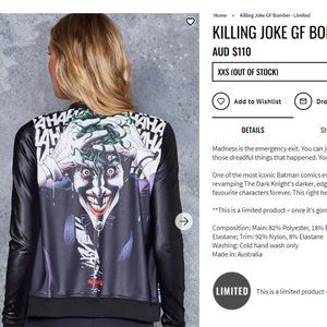 Blackmilk Joker Bomber Jacket (XXS) (RARE)